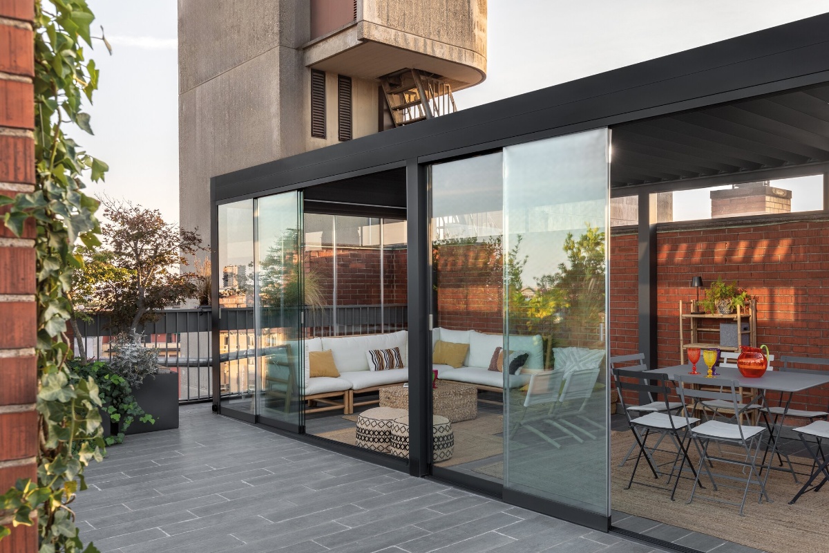 pergola con vetrata